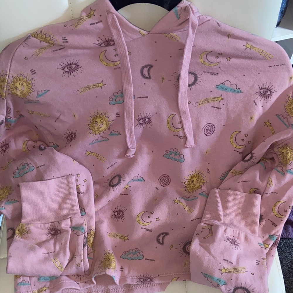 Mighty Fine Pink Hoodie with Celestial Design